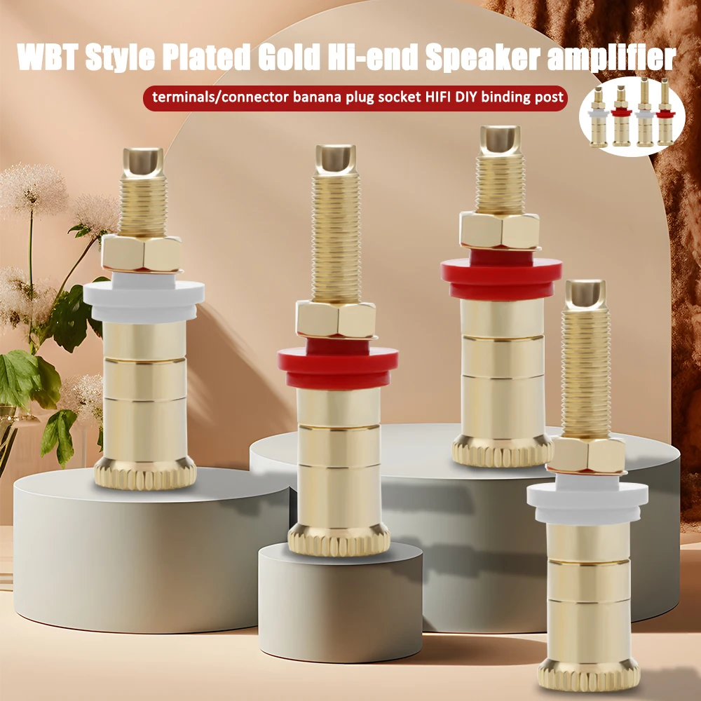 

4pcs/set BA1114 Gold Plated Copper Speaker Binding Posts Terminal Connectors WBT style amplifier terminals connector Plug HIFI