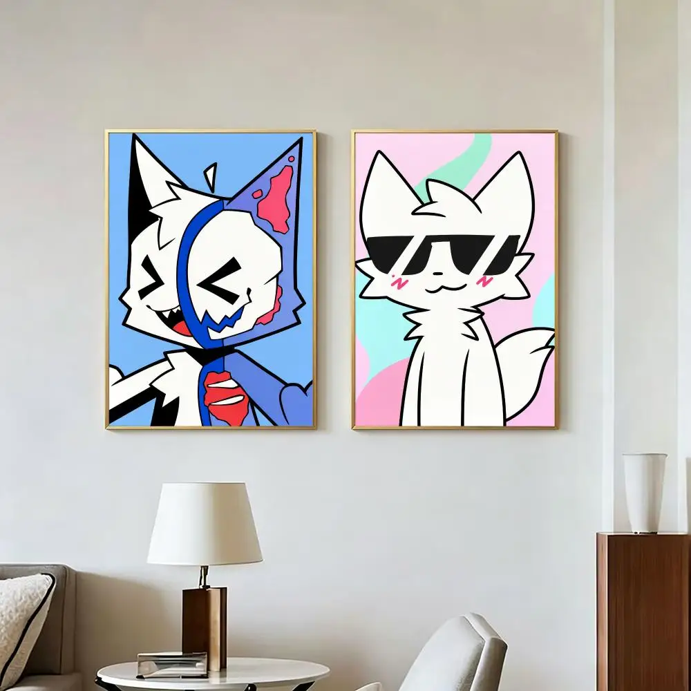Anime B-Boykisser Silly Cat Poster Peel And Stick Wall Art Self Adhesive PP Waterproof Wall Decor Living Room Bedroom Gift