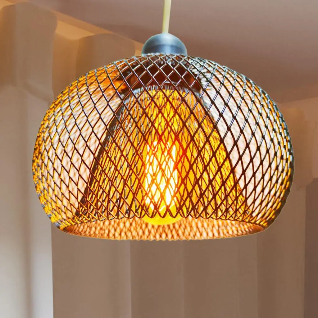 Metal Wire Pendant Lamp Shade Retro Chandelier Cover Ceiling Light Cover Lampshade for Kitchen Teahouse Hallway Hotel