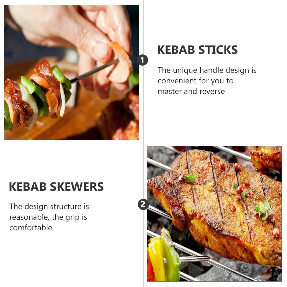50Pcs Stainless Steel Goose Tail Skewers Reusable Bbq Grilling Needles Rust Proof Meat Vegetable Grill Sticks Barbecue