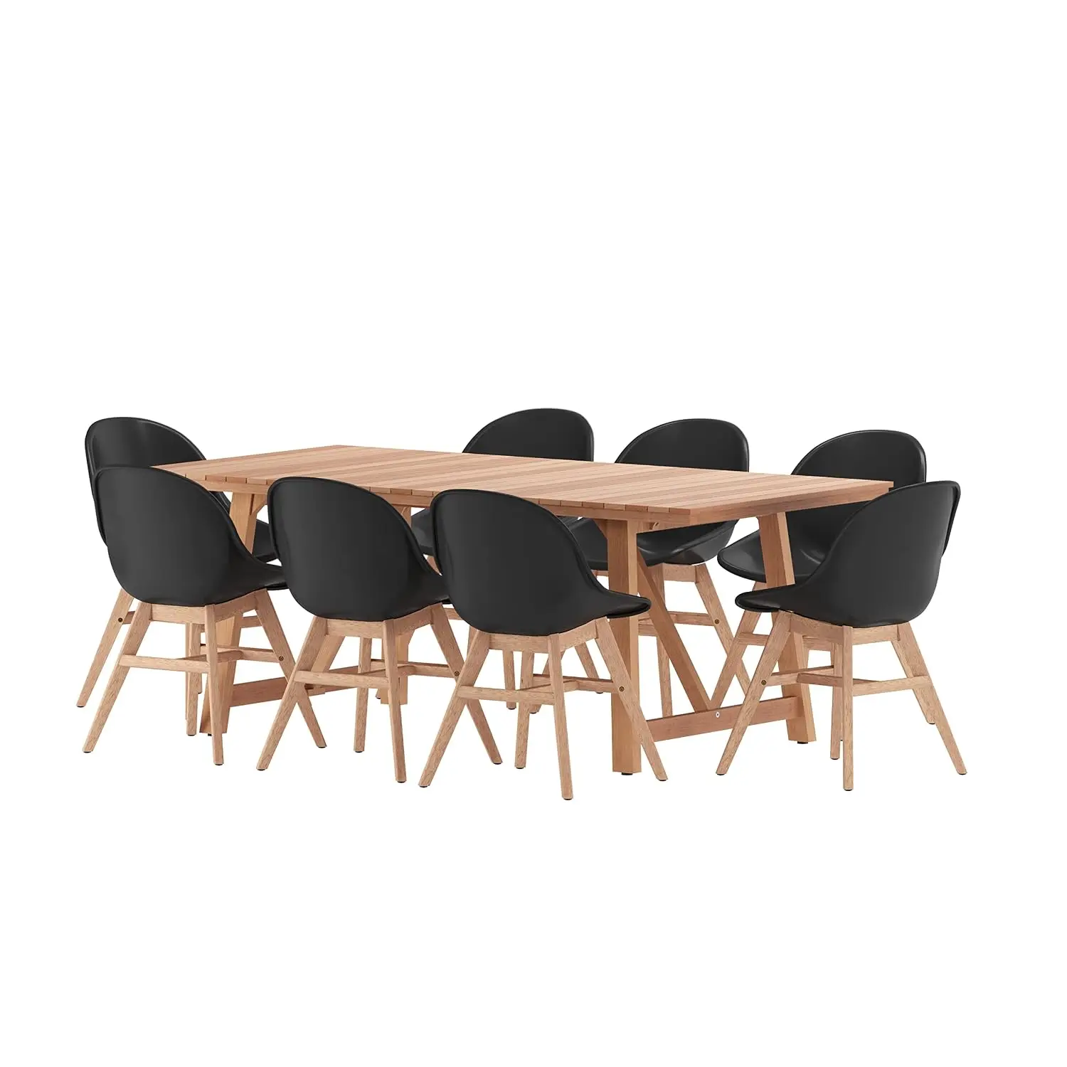 Wood 7-Piece Patio Dining Set Outdoor Garden Furniture Table & Chairs, Black, Customized
