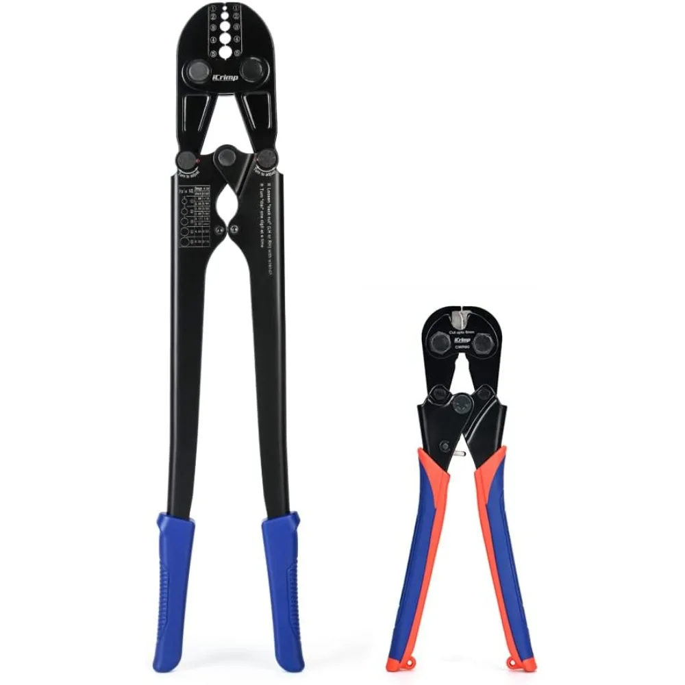 

Wire Rope Crimping Tool for Aluminum Loop Sleeves Duplex Oval Cable Ferrules 1/16'' To 3/16'' C/w Wire Rope Cable Cutter