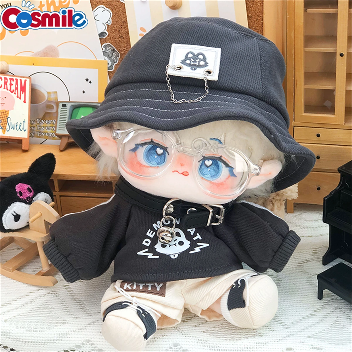 20cm Blue black demon kitten Doll Clothes Toy Costume No Attribute Plush Doll Clothes ＆ Accessories Cute Props Cosplay Gifts