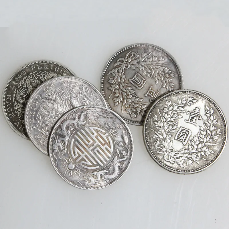 10pcs Lychee Life 1 Piece Antique Feng Shui Chinese Double Dragons Bead Lucky Coins Auspicious Coin