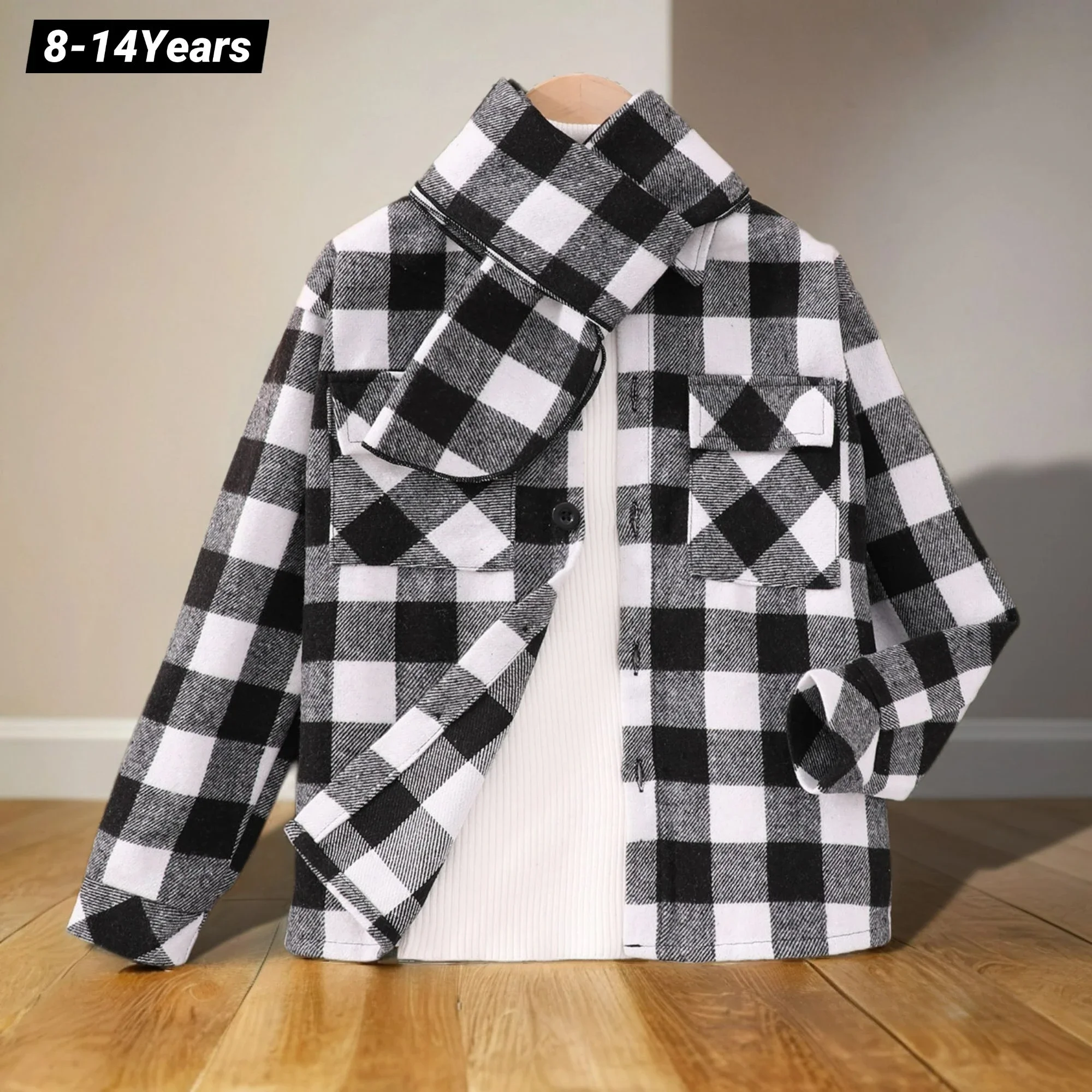 

2025 Kids Girls Coat Long Sleeve Single Breasted Long Sleeve Grid Teenager Tops Casual Fashion Soft Warm Comfort Boys Clothing