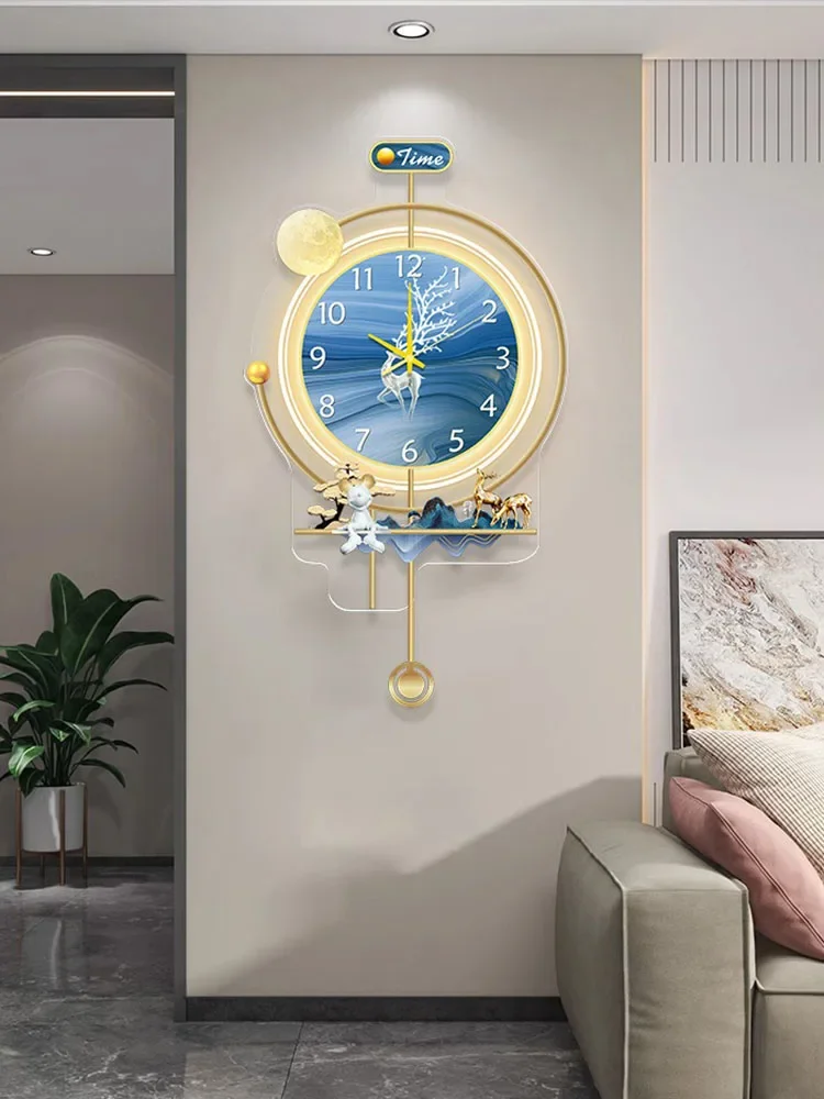 Led Pendulum Wall Clock Modern Large Silent Light Wall Clocks for Living Room Acrylic 3D Pendulum Wall Watches Decoration Gift