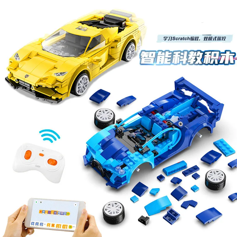 2023 new listing Rc Motorized Super Sports Car Building Blocks Set App Remote Control Racing Car