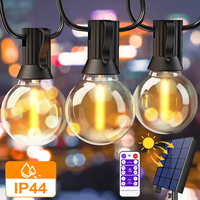 Solar String Lights Outdoor G40 Patio Lights with LED Shatterproof Bulbs,Weatherproof Hanging Lights for Backyard Bistro