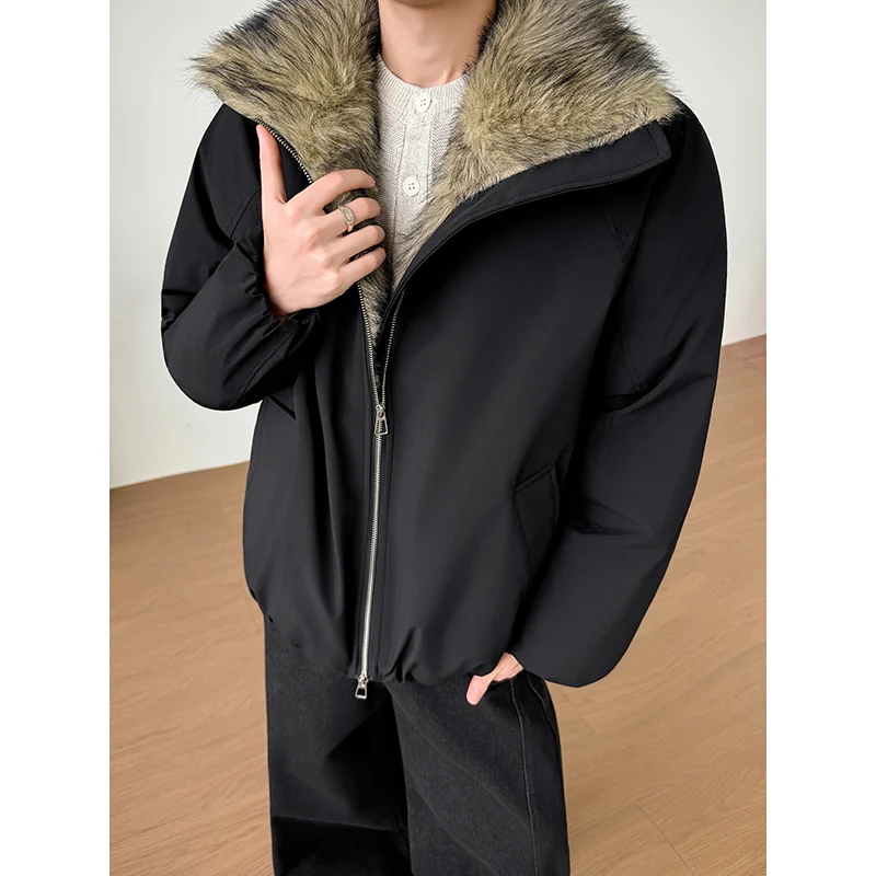 

Зимняя хлопковая куртка с воротником из искусственного меха для мужчин, толстые и теплые повседневные свободные куртки, уличная одежда, социальные мужские парки, мужская одежда