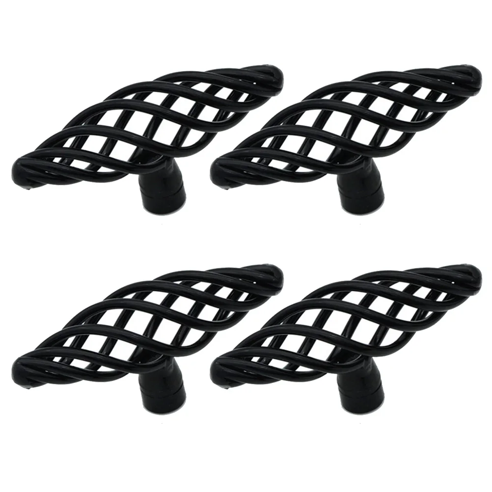 

4 Pcs Cabinet Knob Handle Vintage Alloy Drawer Wardrobe Dresser Black Kitchen Furniture Pulls Nordic Bird Cage Style Hardware