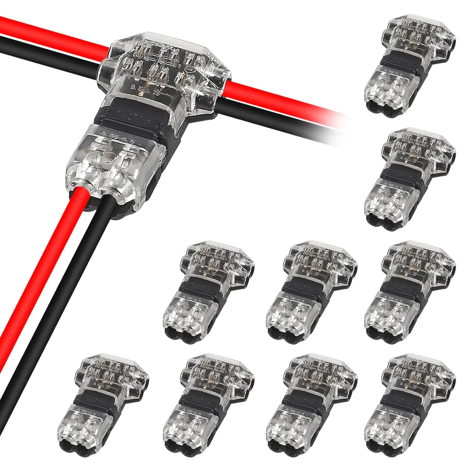 10PCS Wire Connectors Low Voltage Wire Connectors Solid Connection,T Tap Wire Connectors, T Type 2 Pins Wire Splice Connectors