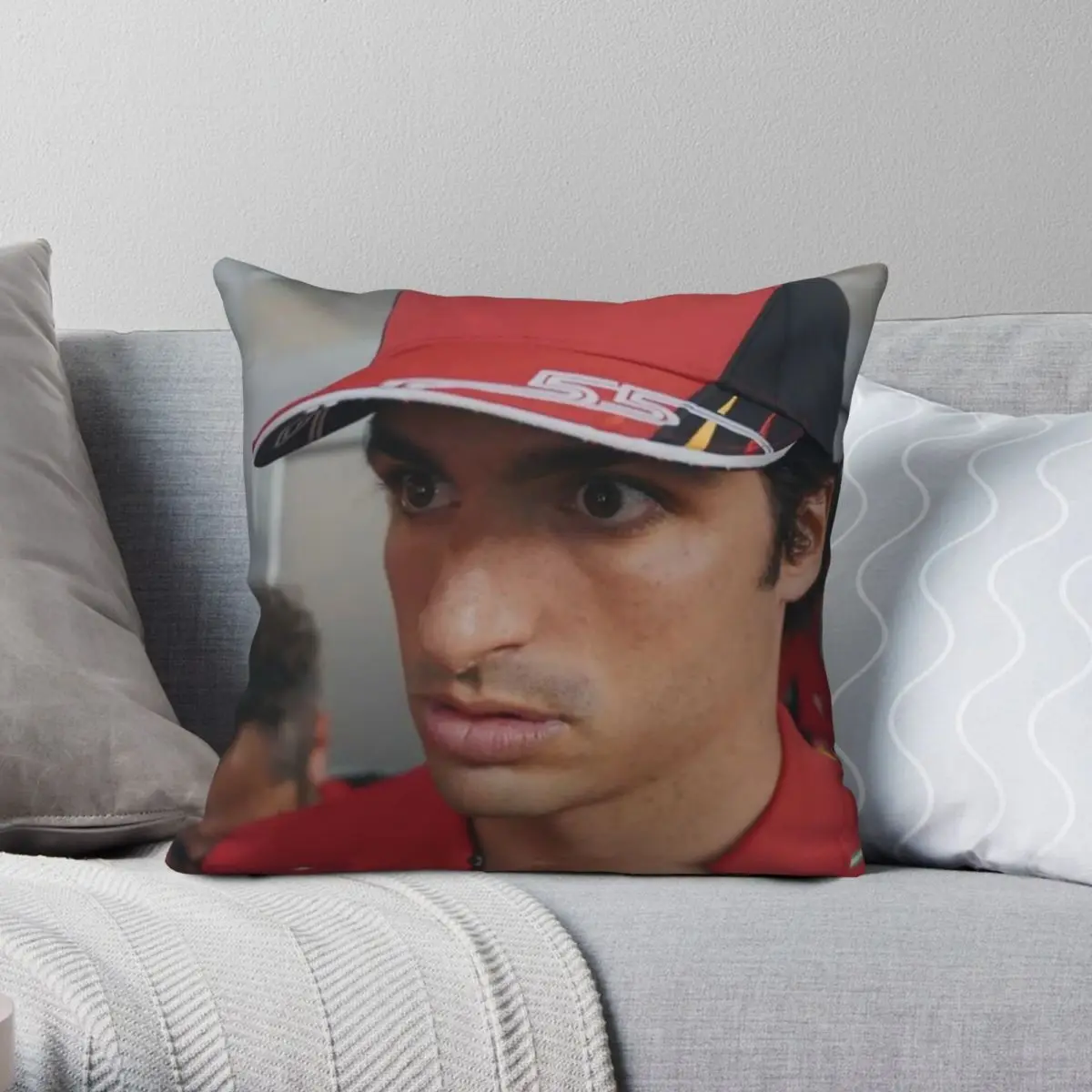 Carlos Sainz Jr. Astonished taie d'oreiller Polyester lin velours créatif fermeture éclair décorative taie d'oreiller voiture housse de coussin 45x45