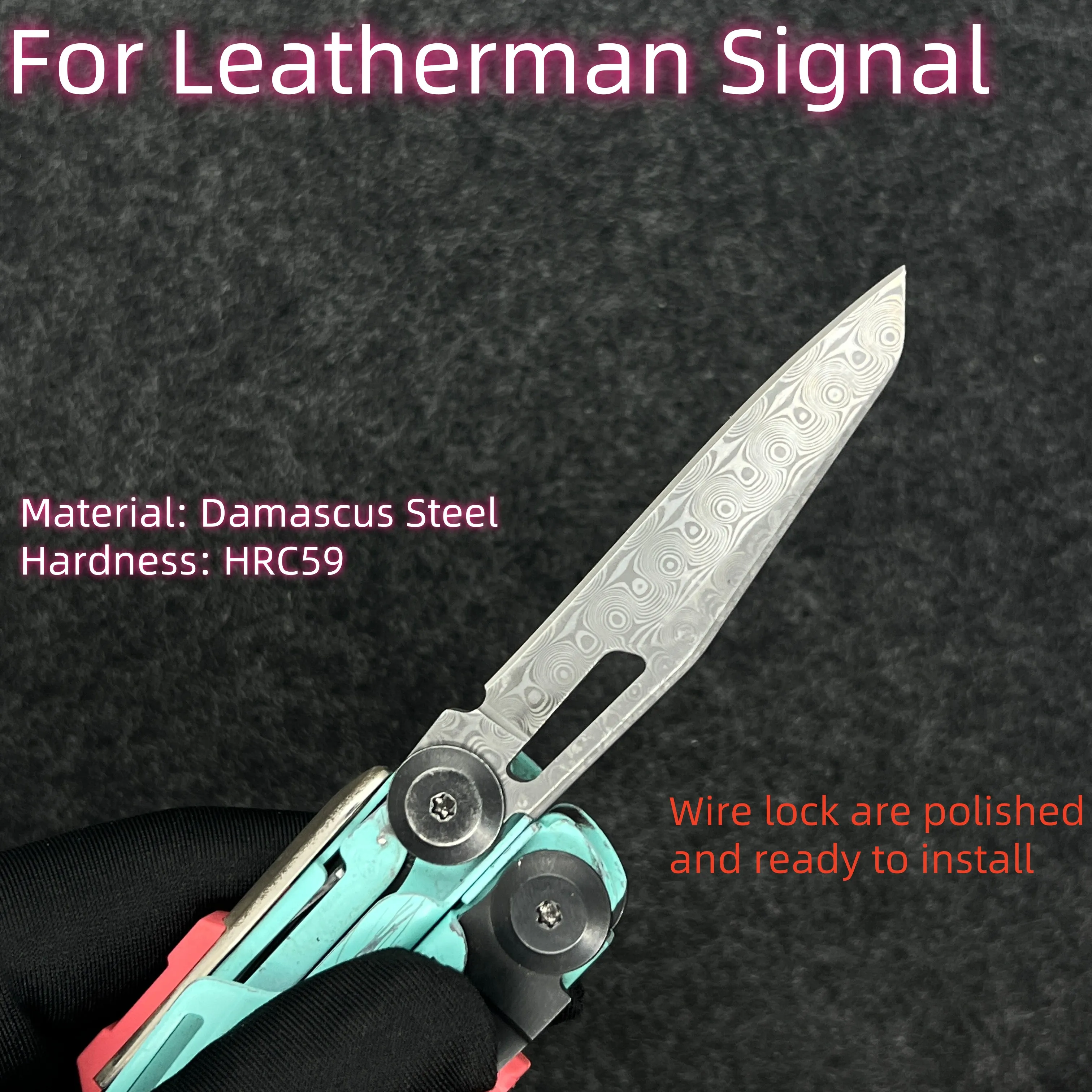 Damascus Steel Replacement Blade For Leatherman Signal Main Knife DIY Multi-tool Accessories