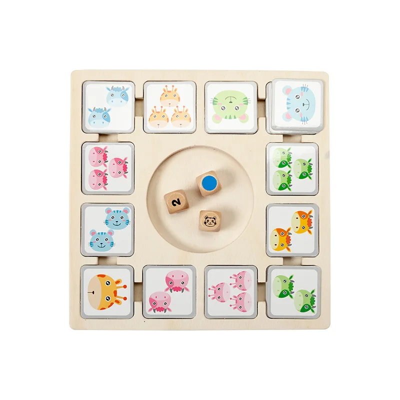 

Montessori Number Cognition Toy Early Learning Animal Matching Game for Kids Educational Parent-child Table Wooden