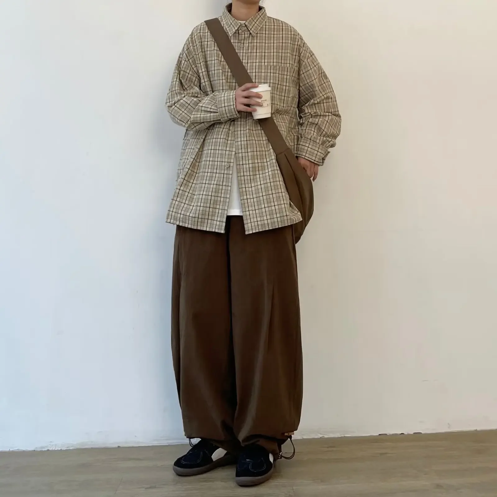 Spring New Japanese Harajuku Checkered Men's Shirt Vintage Casual Loose Shirt For Men Y2k Korean Streetwear Men Clothing