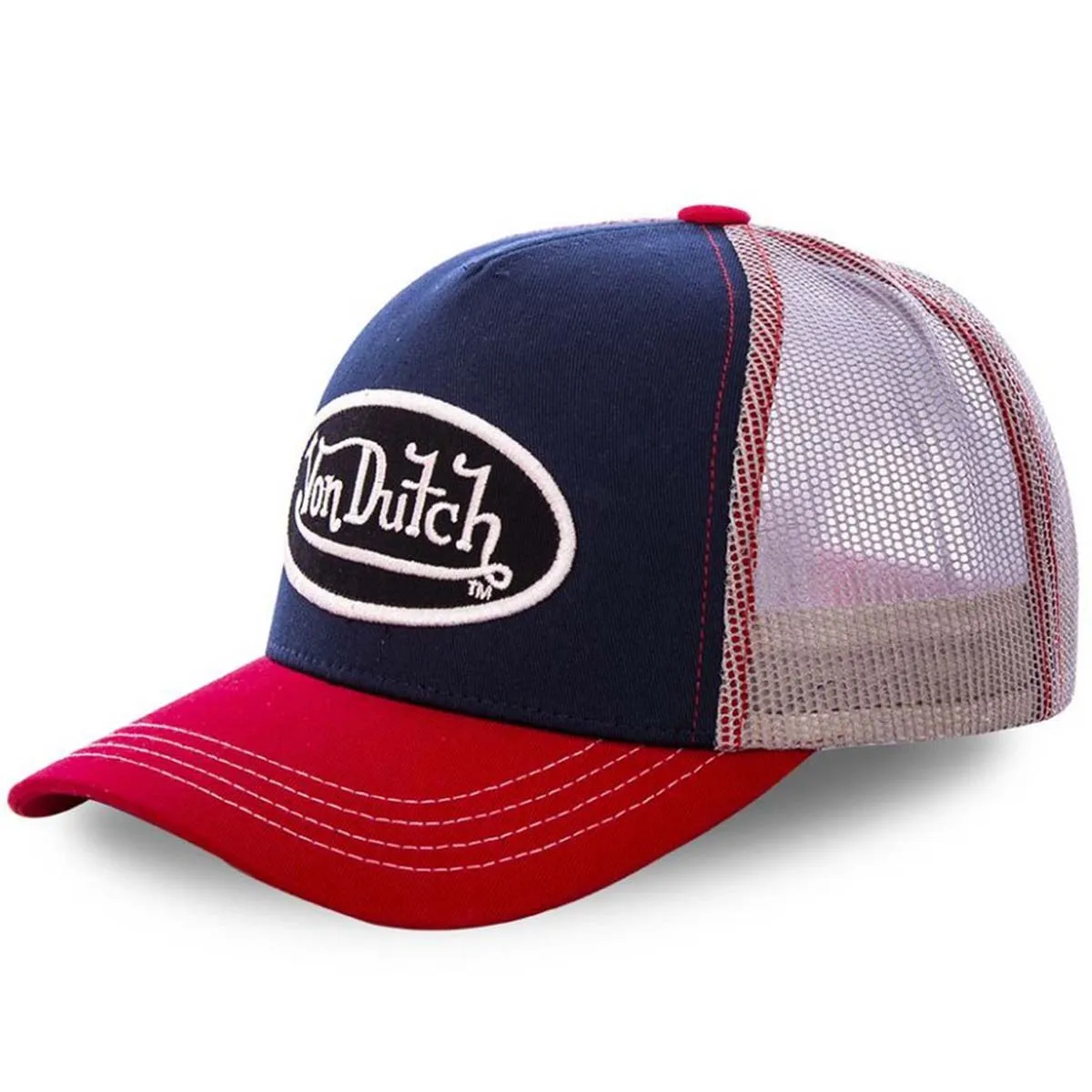 1 Stück Lässige Mode VON Baseballkappe Atmungsaktiver Schatten Alphabet-Stickerei Sonnenschutz Mesh Bestickte DUTCH Trucker-Mütze CYMZ104