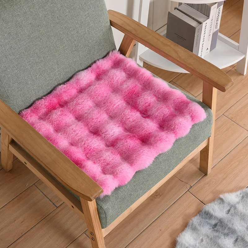 Imitation Rabbit Fur Cushion Soft Bubble Velvet Office Home Cushion White Non-shedding Cushion Chair Cushion