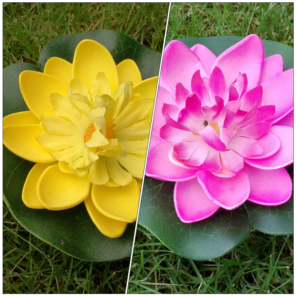 

10pcs Artificial Lotus Floating Decorations EVA Home Garden Pond Plants Simulation Flower Realistic Design Water Lily