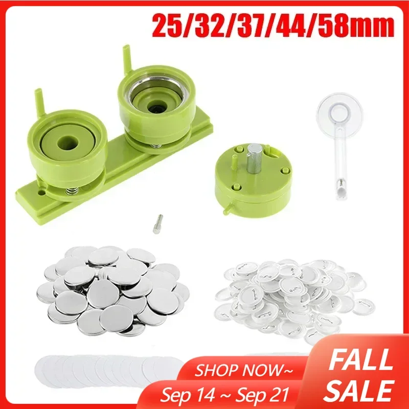 

25/32/37/44/58 мм форма для изготовления пуговиц с 100 комплектами деталей для пуговиц + круглый резак для изготовления бейджей машина для изготовления DIY