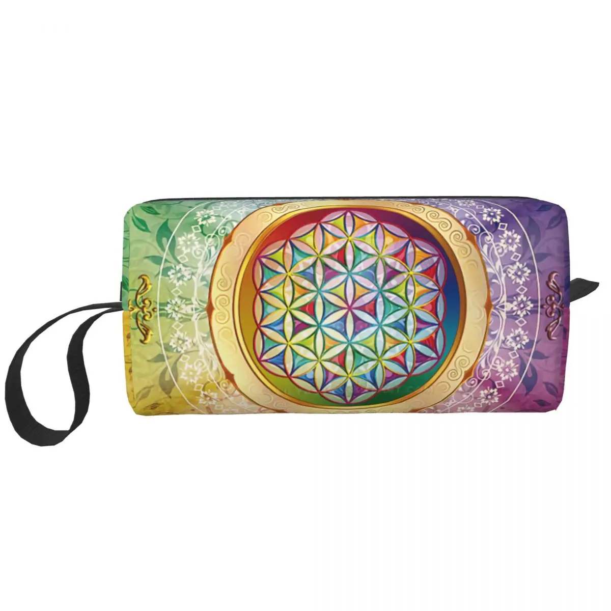 Romantic Flower Of Life Travel Cosmetic Bag Women Sacred Geometry Toiletry Makeup Organizer Ladies Beauty Storage Dopp Kit