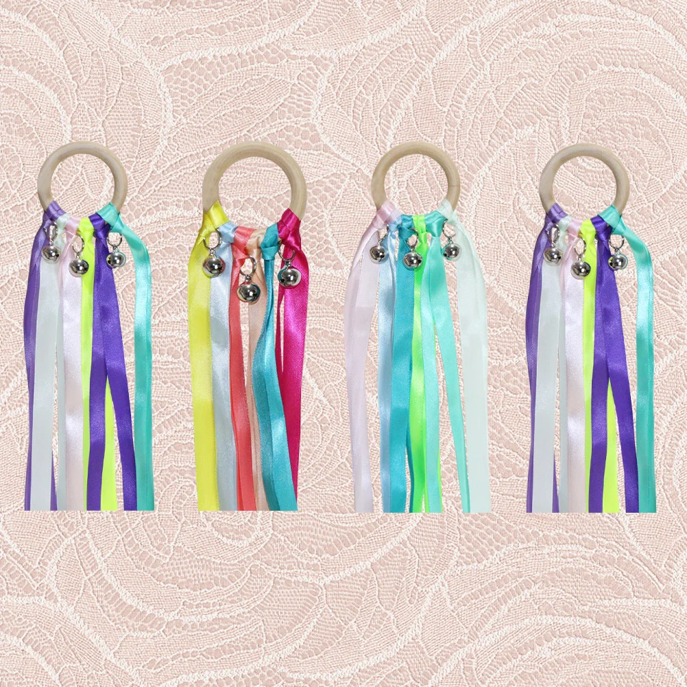 

4Pcs 25cm Colorful Rhythmic Ribbon for Dance Gymnastics Training Circus Skill Marching Band Gift Rhythmic Ribbon