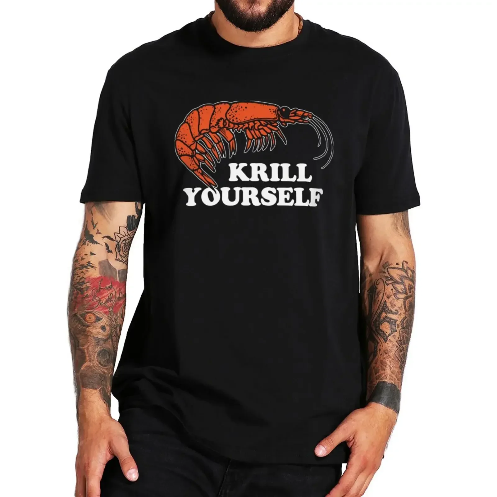 Camiseta Krill Yourself, regalo de argot de Humor Retro, camisetas gráficas Y2k, camisetas suaves 100% de algodón de verano Unisex, camisetas de talla europea