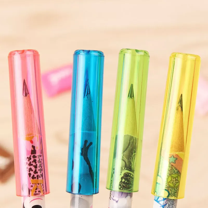 6pcs Cute Pencil Cap Colorful Plastic Pencil Protection Cover Kawaii Stationery Pencil Extender Pen Topper School Office Supplie