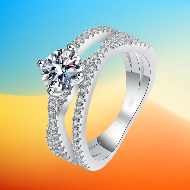 

Designer Jewelry Cross Winding 18K White Gold VVS1 D Color 1CT Moissanite Diamond Round Sparkling Luxury Quality Gift for WomenV