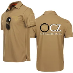 Polo de estilo militar para hombre, camiseta táctica de combate del Ejército, transpirable, CZ, Ceska, Zbrojovka, Tops con solapa de armas de fuego