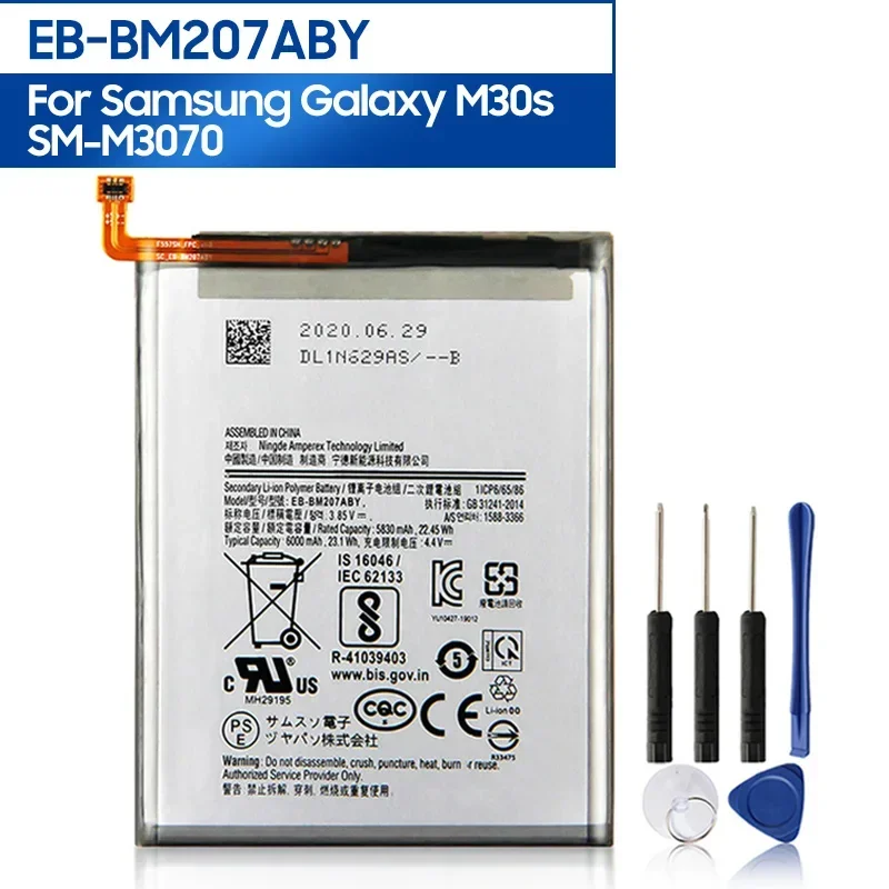 

Replacement Phone Battery EB-BM207ABY For Samsung GALAXY M30s SM-M3070 Rechargeable Battery 6000mAh