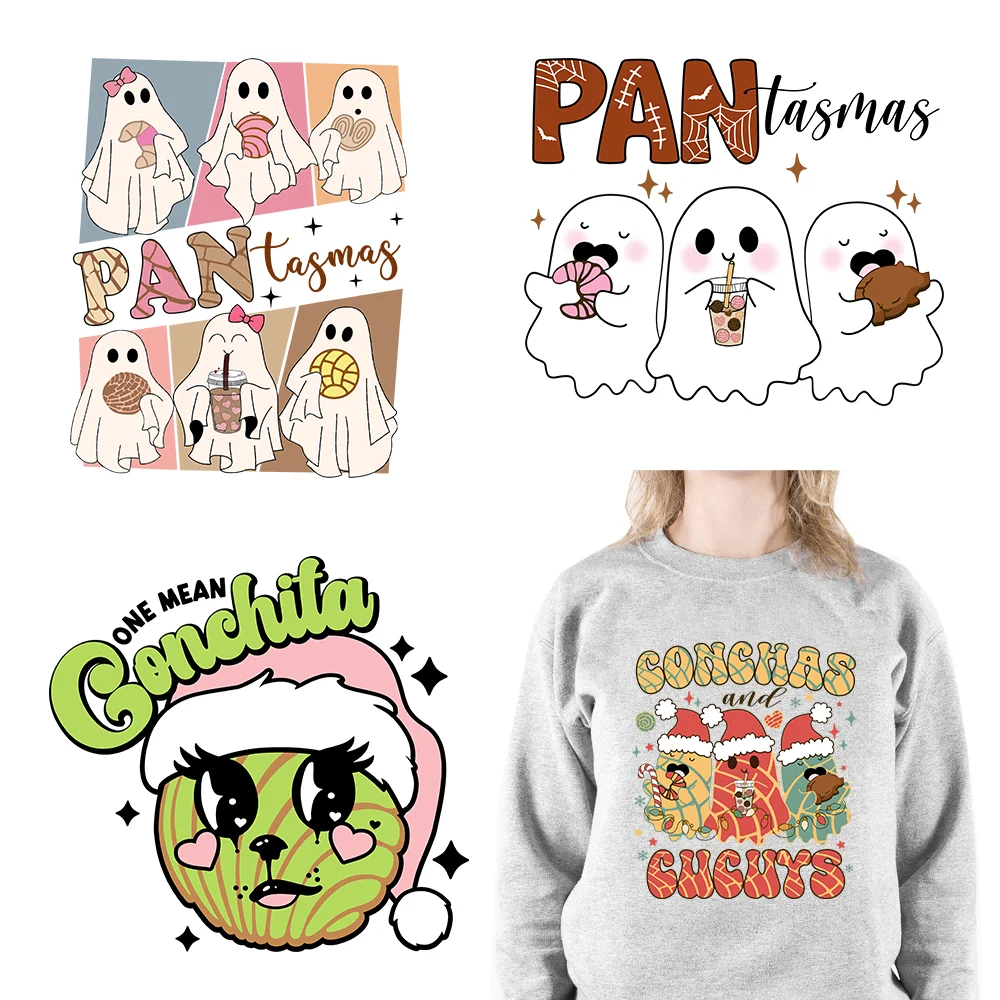 

Cute Conchita Pantasmas Latin Christmas Decals Conchas Cucuys Christmas Ghouls Gifts Iron On DTF Transfers Sticker For Clothing