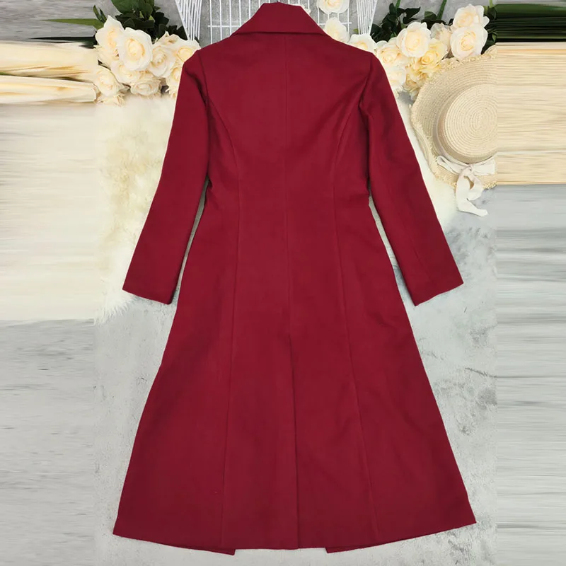 패션 라펠 긴소매 트렌치코트, 고급스러운 솔리드 컬러 포켓 더블 브레스티드 코트, 여성 우아한 출퇴근 슬림 아우터웨어