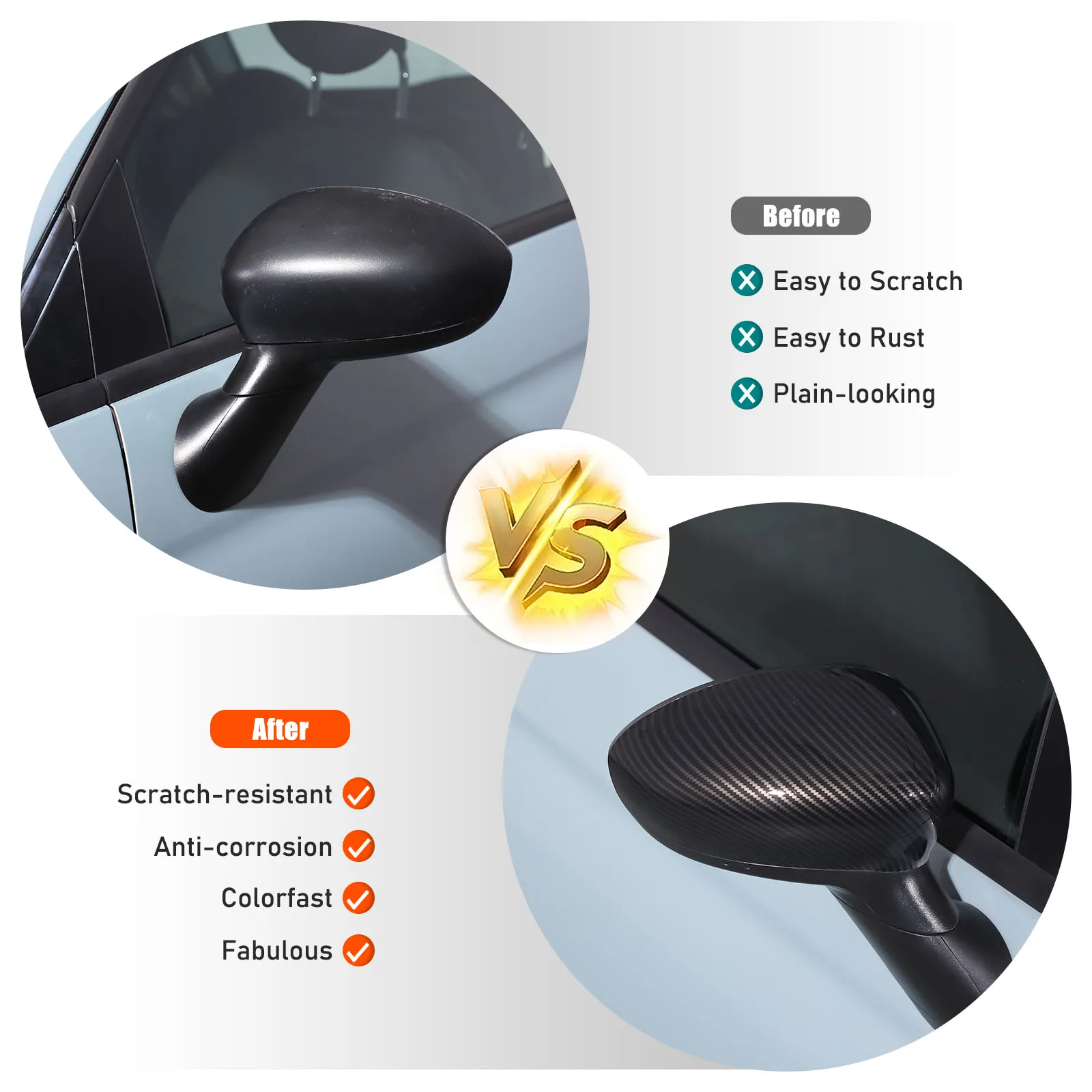 

cheya ABS Car exterior rearview mirror decorative cover For Fiat 500 2016+ Replacement Accessories 2 Pcs