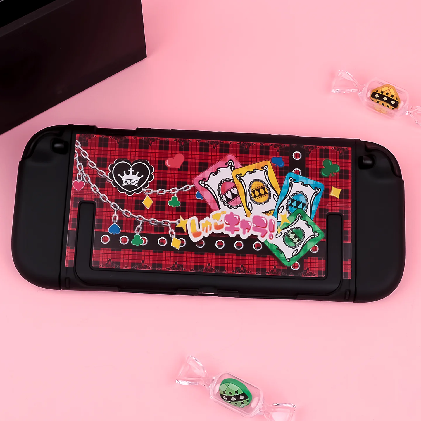 Capa protetora fofa com tema Amu compatível com Switch 2 - Shell destacável preto NS2 (2025) PC Hard Shell / Thumb Grip Caps