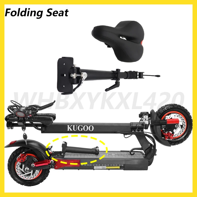 For KUGOO M4 Pro Electric Scooter 10 Inch Folding Seat Saddle Foldable Height Adjustable Shock-Absorbing Chair