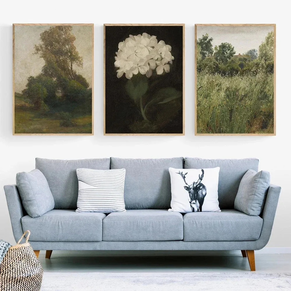 Scandinavian  Aesthetic Wall Art European Countryside Landscape Canvas Paintings Posters Prints Bedroom Living Room Decor