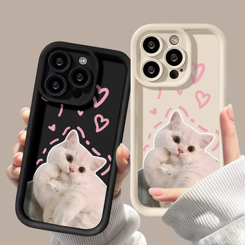 Weiche TPU Einfarbig Katze Telefon Fall Für iPhone 17 Pro Max 11 13 16 15 14 12 Air 16E 17promax 16promax Stoßfest Funda Abdeckung