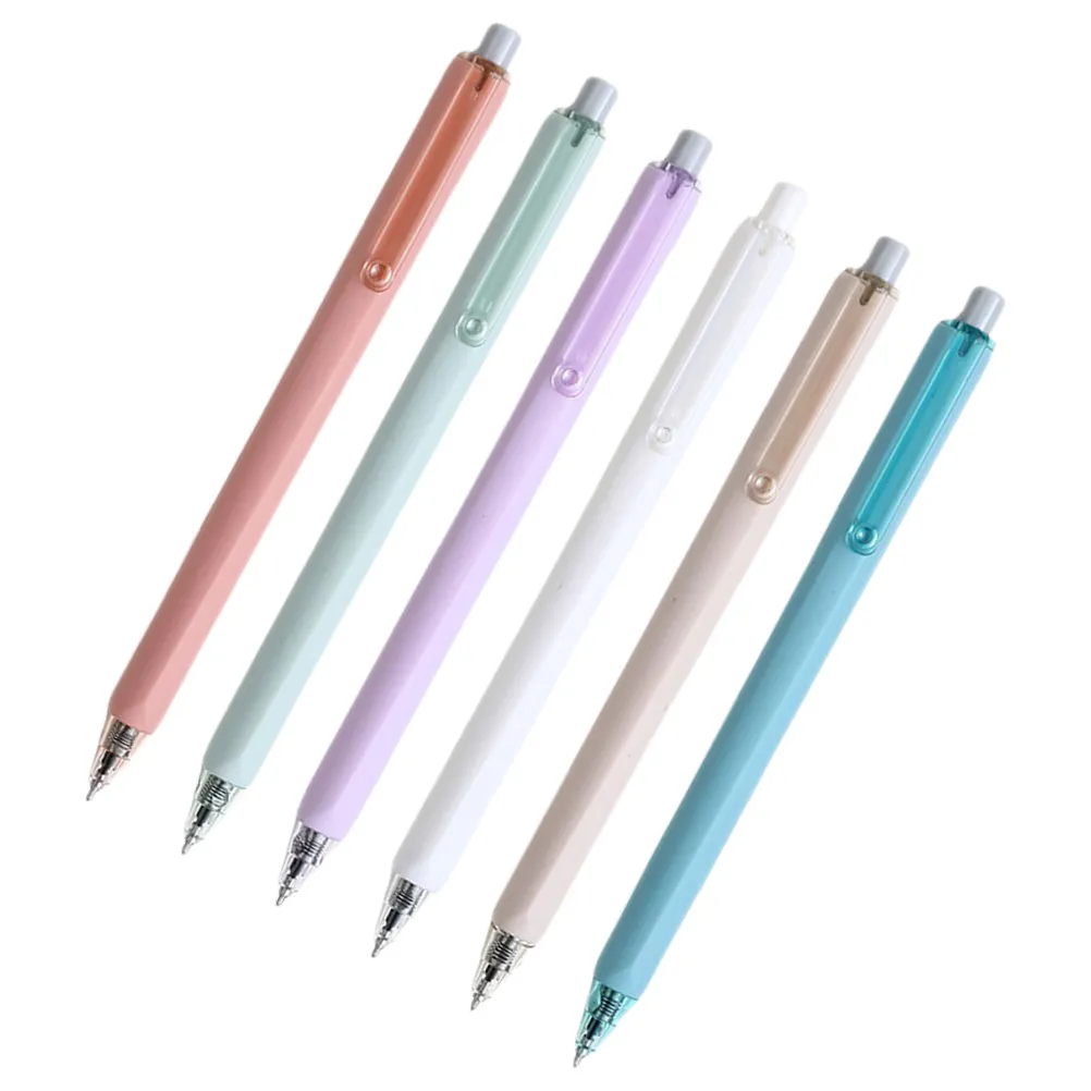 

6pcs Press Type Ballpoint Fresh Style Smooth Writing Ink Pens For Students Kids School Office Decorative Practical Writing Pens