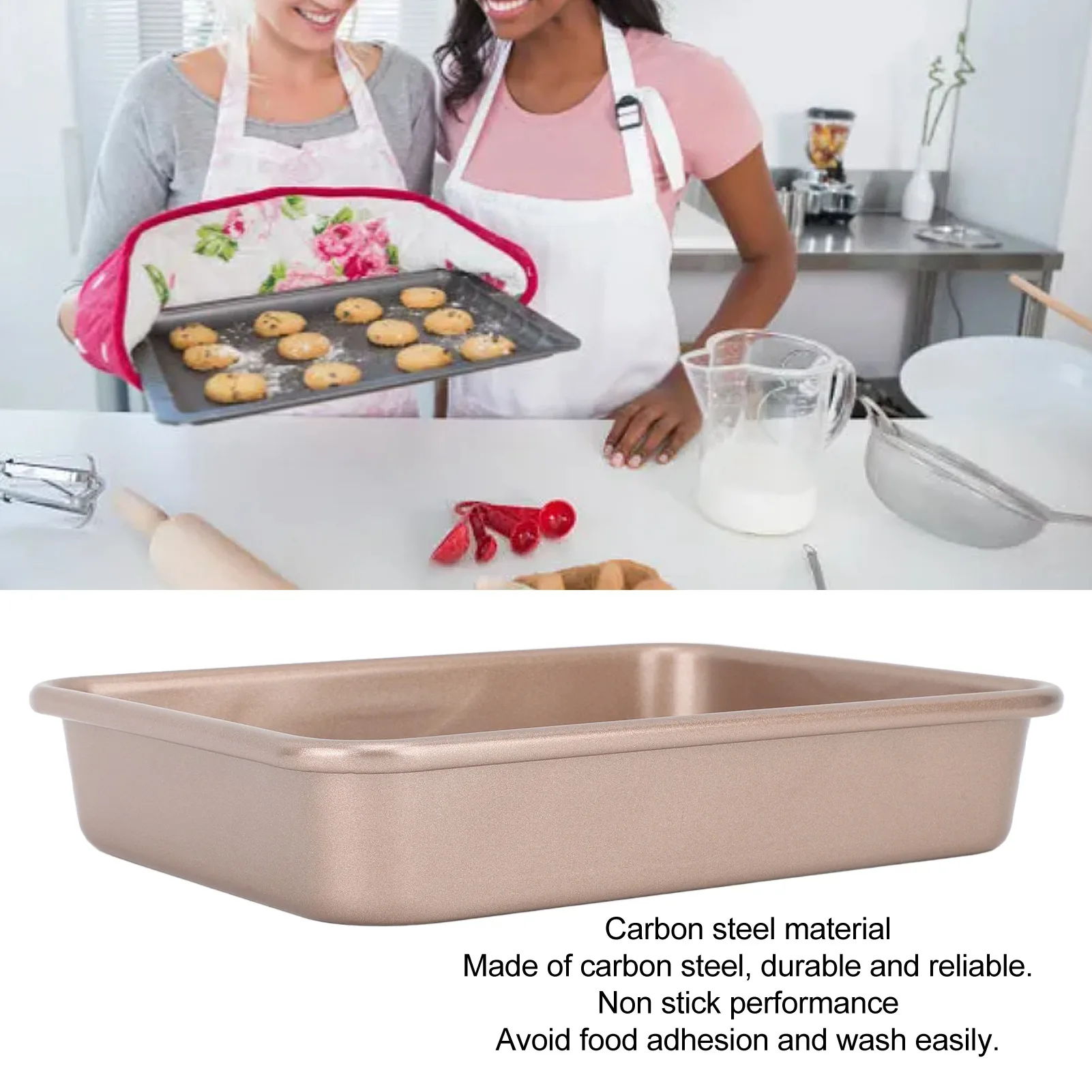 Baking Pan Cake Sheet Pan Practical Carbon Steel Prevent Stick Easy To Clean Easy To Store Portable for Restaurant for Home