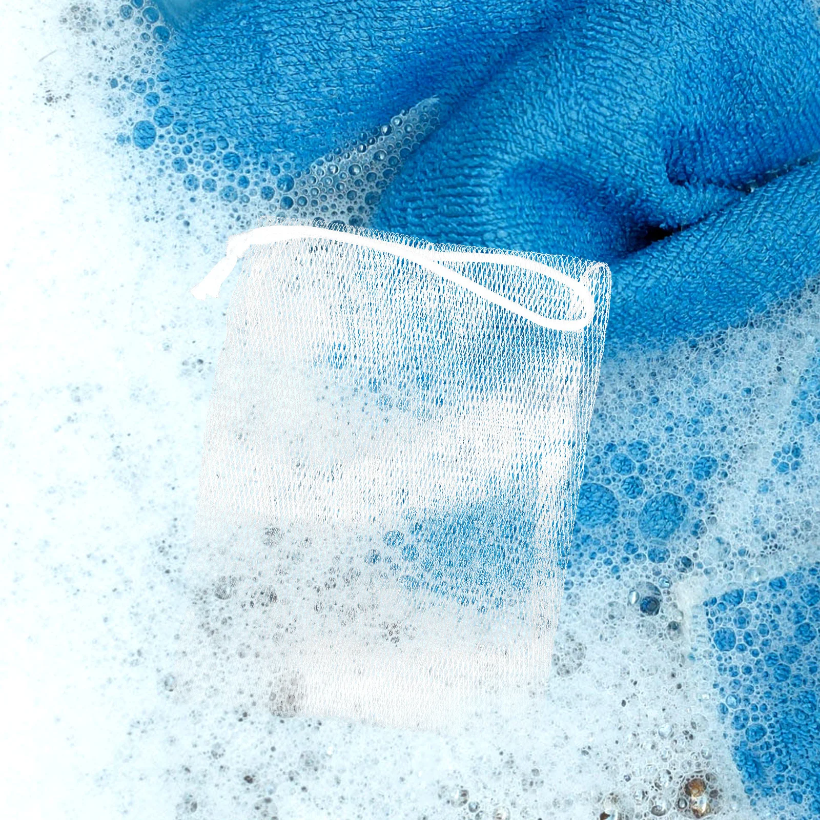 

4Pcs Top Class Material Soap Mesh Bag Efficient Utilization Ratio Drawstring Design Comfortable Texture Random Color