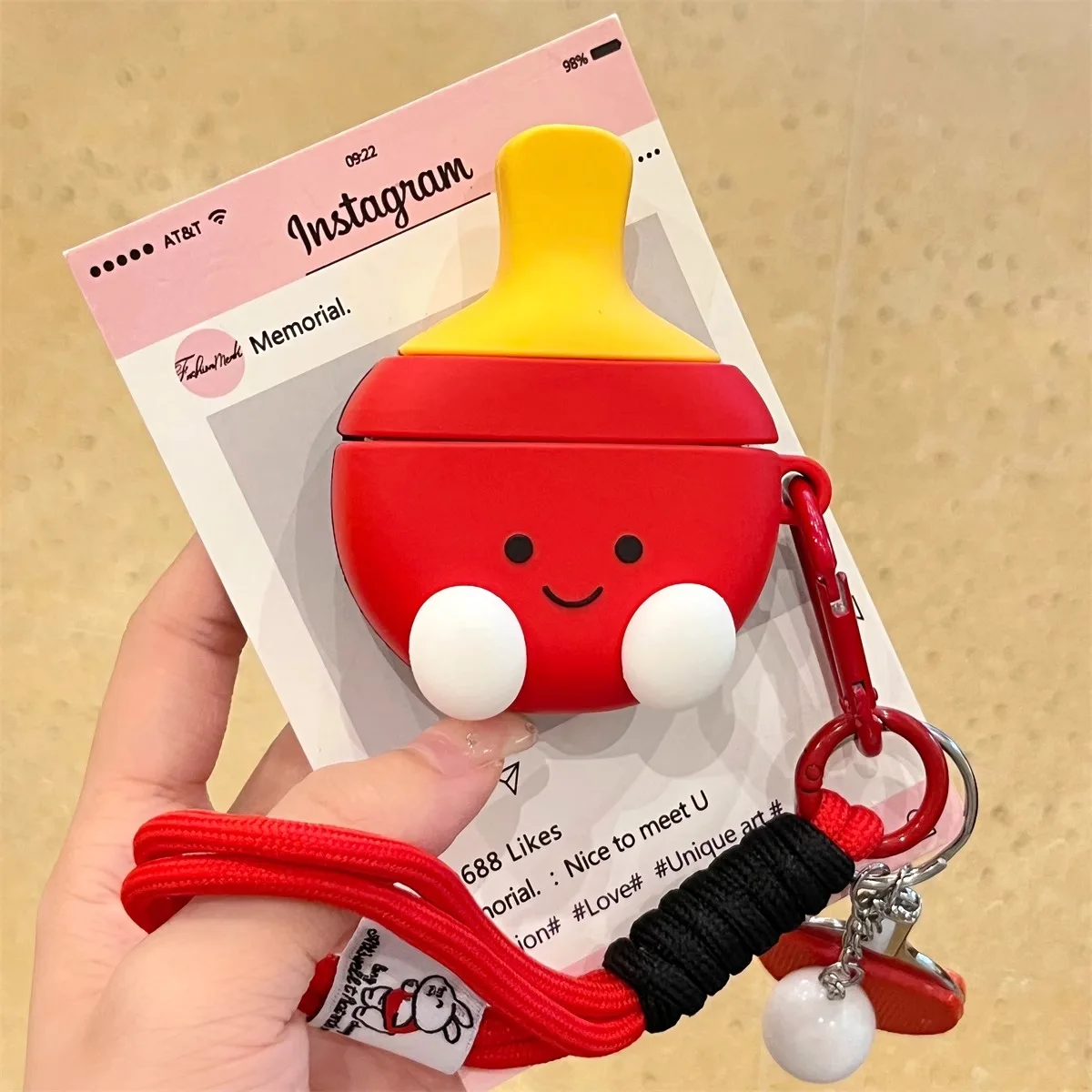 Cartoon cute red Table tennis racket for the AIRPODSPRO3 case airpods4 earphone case earphone case