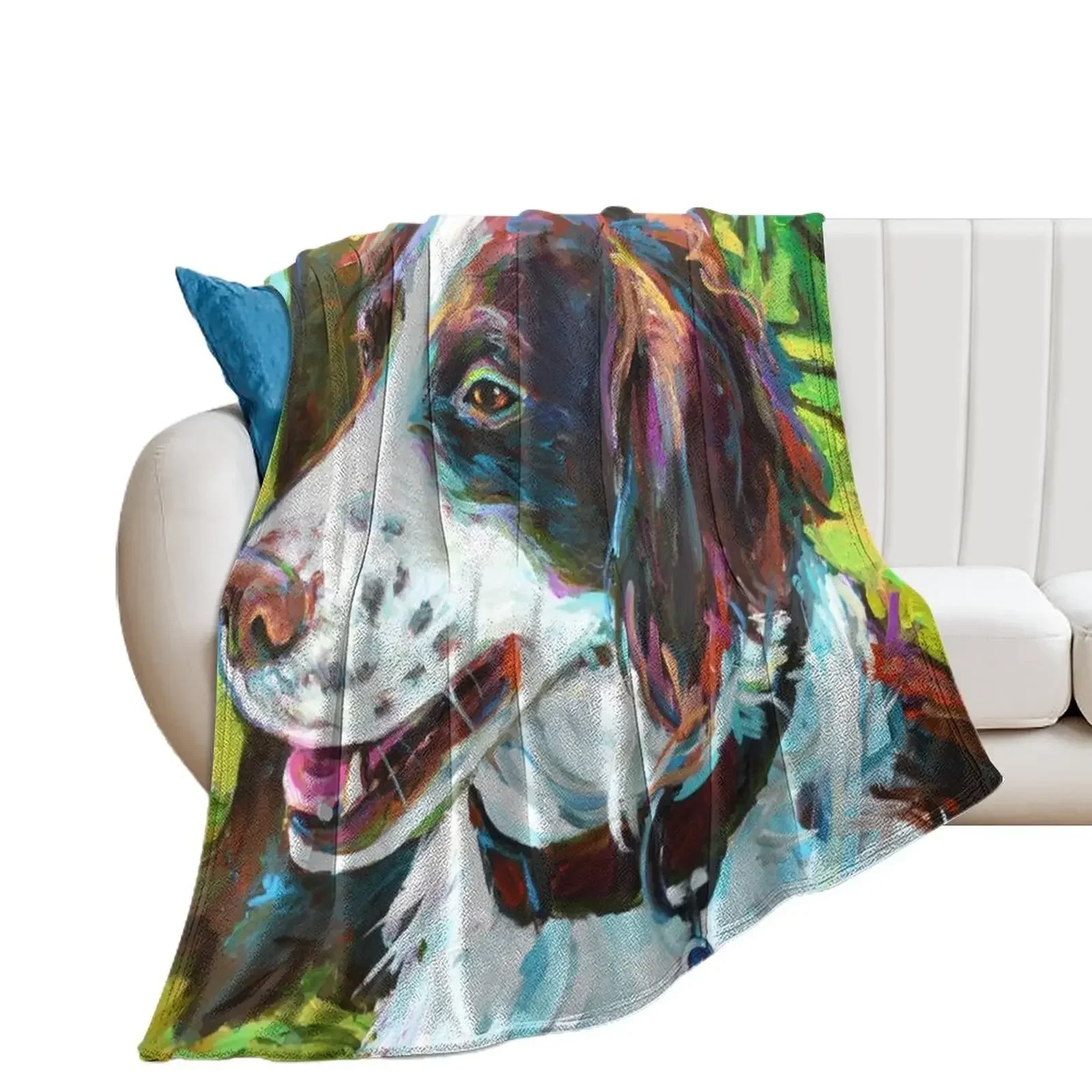 

BRITTANY SPANIEL HUNTING DOG Throw Blanket Shaggy for sofa Soft Plaid Blankets