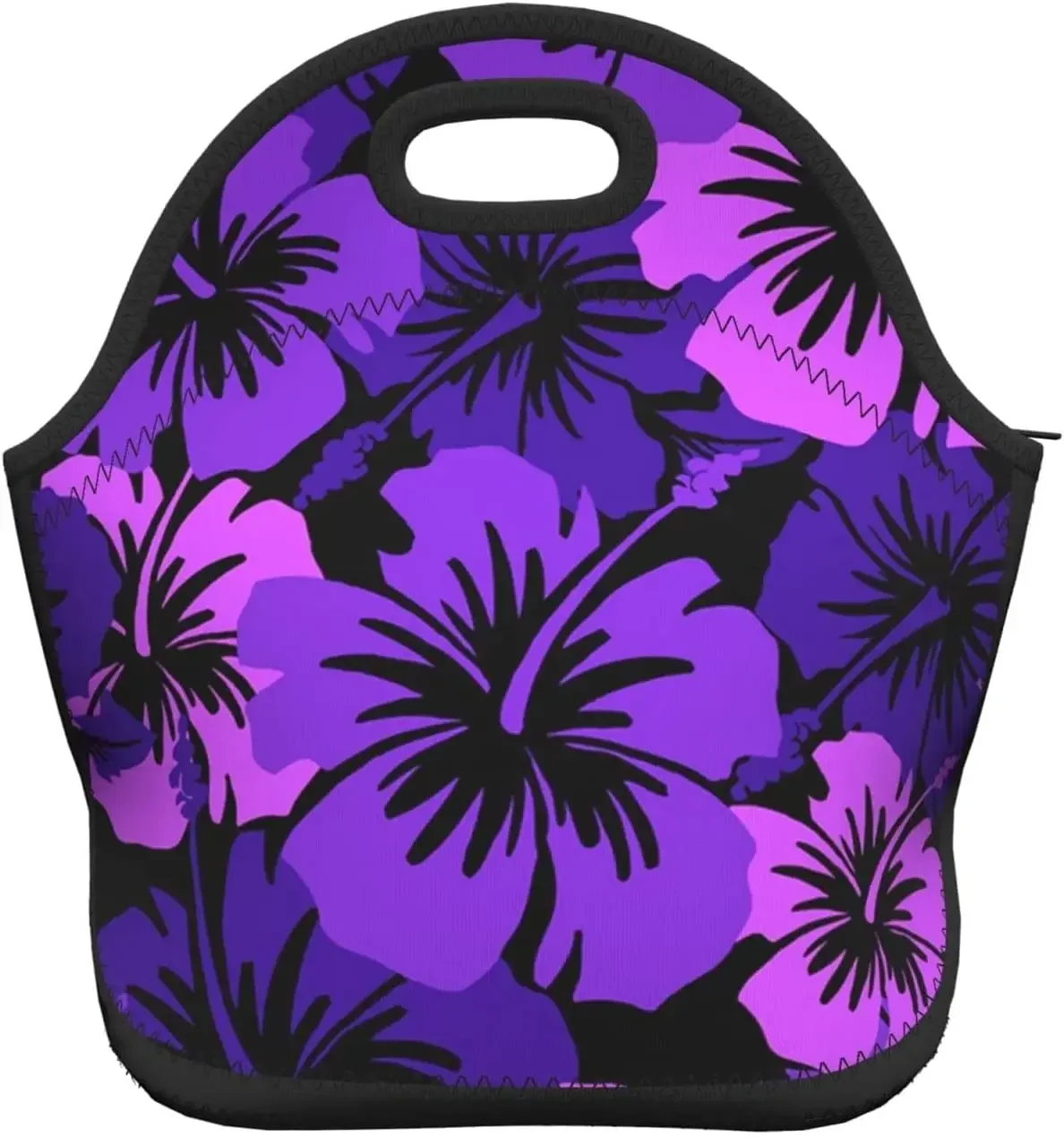 Purple Hawaiian Flowers Lunch Box Reusable Lunch Bag Tote Bag Insulated Lunch Bag for Women Men Lunch Box for Camping Gifts