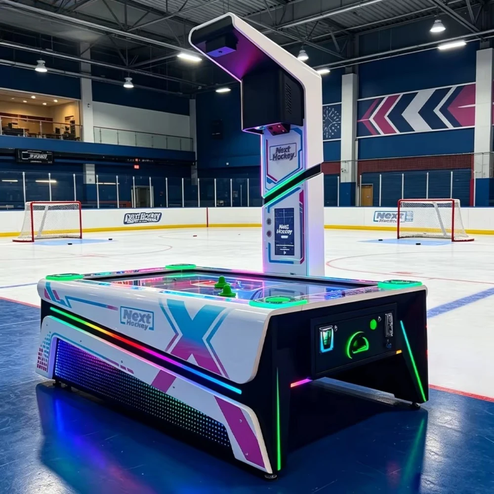 Air Hockey Table - SOURE Interaktiver Air-Hockey-Tisch mit LED-Videoanzeige, Anzeigetafel,