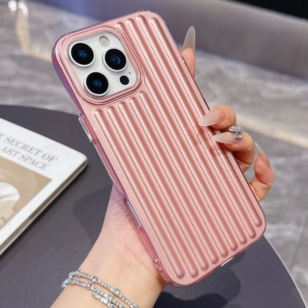 Vertical Stripe Frosted Bumper Case for iPhone 17 Air 16 16E 15 14 Pro Max Plus 13 12 11 SE4 Shockproof TPU Luxury Phone Cover - view 3