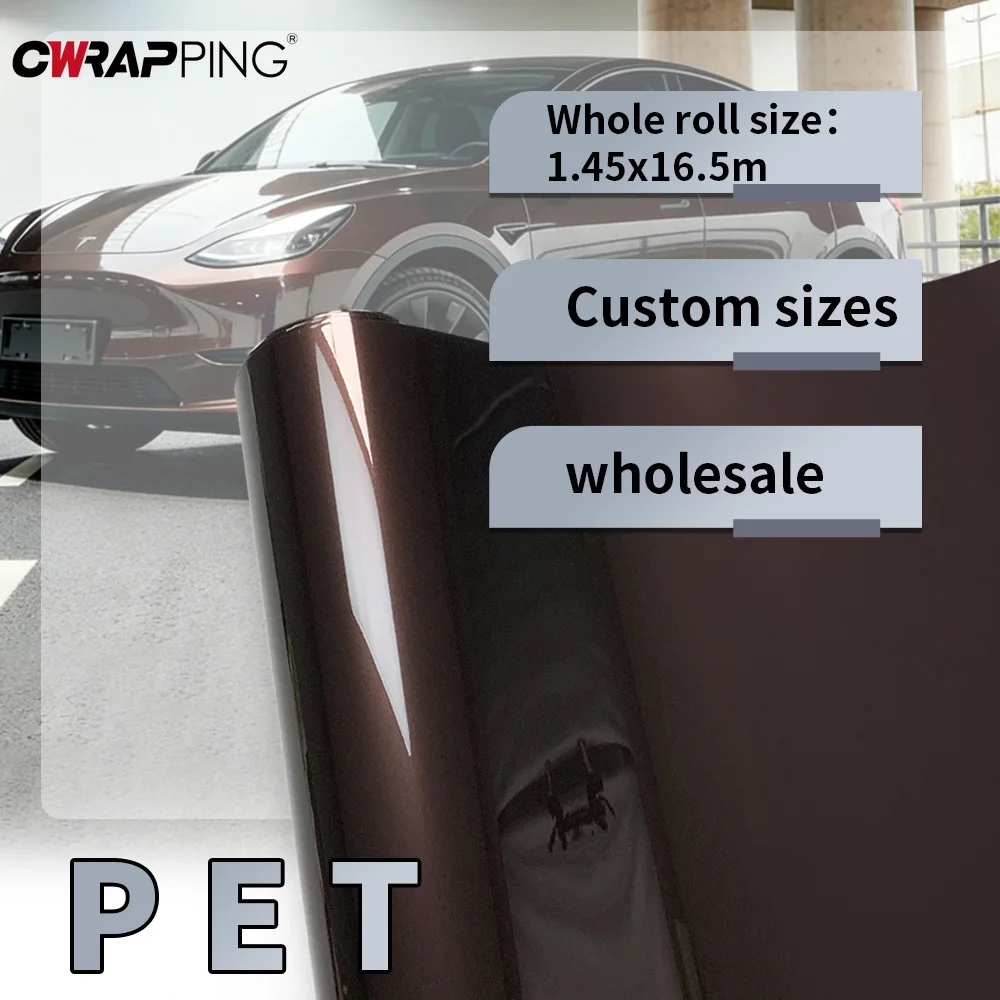 

Car Vinyl Wrap 145cmx300cm Cover PET Medium Brown Film Wrapping High Glossy Door Protective Film Automotive Vinyl for Motorcycle