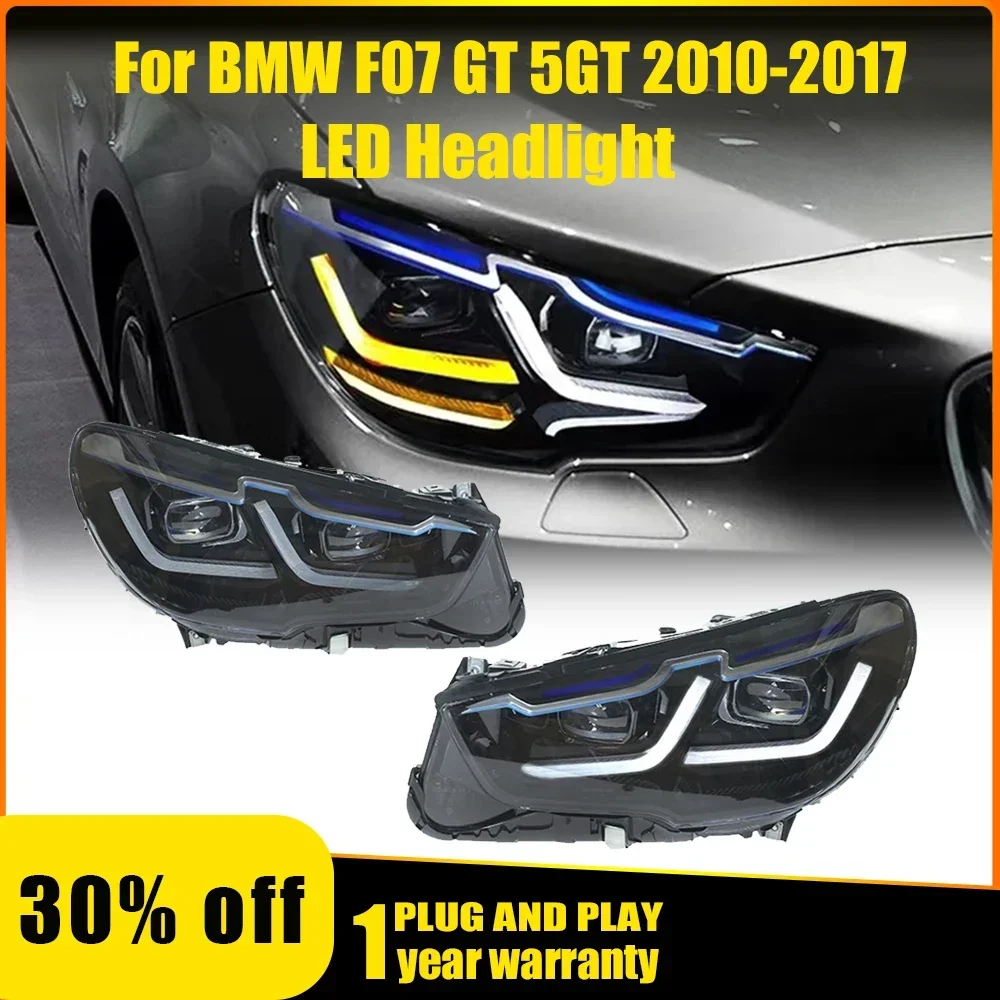 

2 шт. автомобильные светодиодные фары для BMW F07 5 серии GT 5GT 2010-2017, аксессуары F07 5GT, модифицированные передние фары Led DRL в сборе