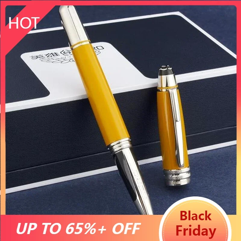 Hero H73 10K Gold Fountain Pen F 0.5mm Nib,Yellow Metal with Golden Clip Smooth Pens,Writing Office Female and Male Gift Set