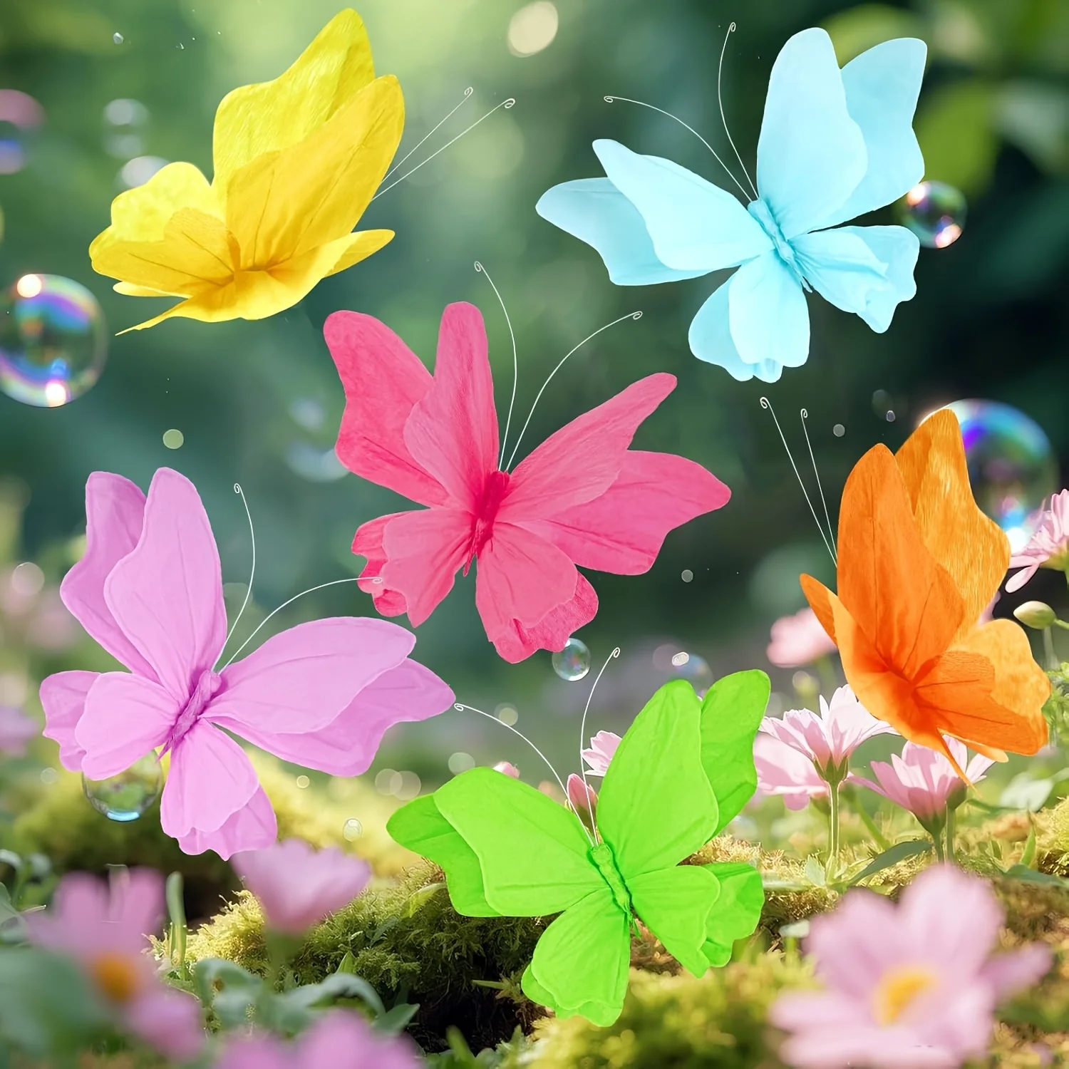 

6pcs Eco Paper Hanging Butterfly Large Butterflies Decorations 3D Paper Decoration for Baby Shower Girls Women Paper Flowers