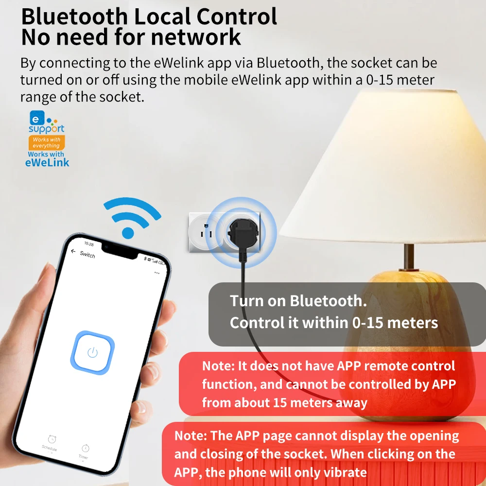 Smart EasyLink Bluetooth Socket 2.4G With Remote Control & Timer Supports 10A Ideal For Smart Home Use